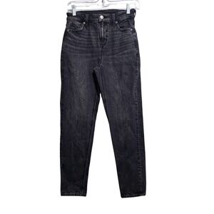 American Eagle Strigid Mom Jeans Faded Black High Rise Tapered Size 000 Short